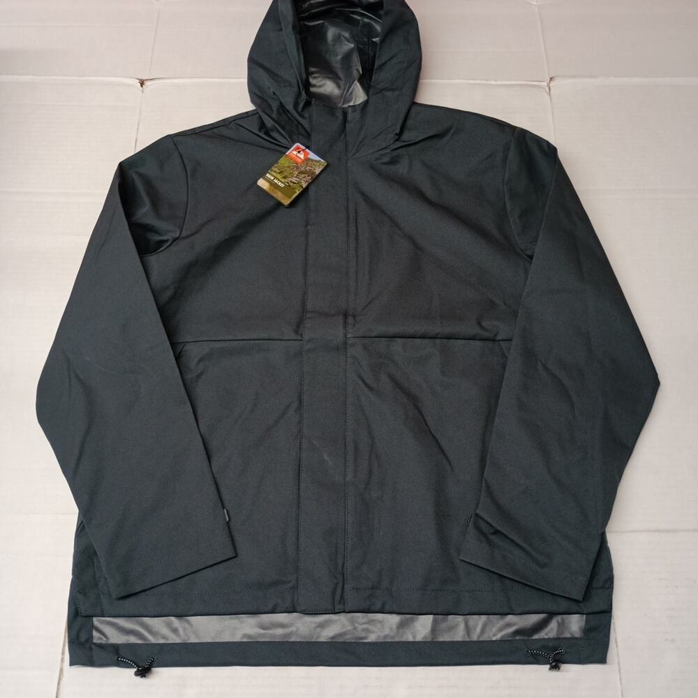 Ozark‎ Trail Rain Jacket Men's Size L Gray Stone Waterproof Hooded Lined Pockets
